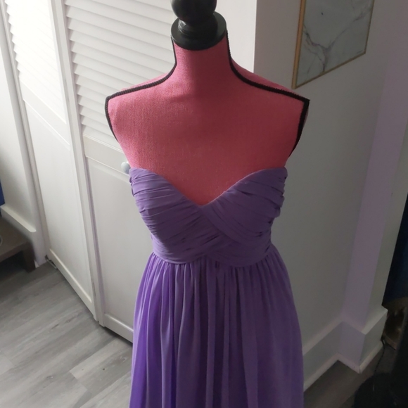Purple Bridesmaid Formal Strapless Dress Sz 2 - Picture 2 of 13